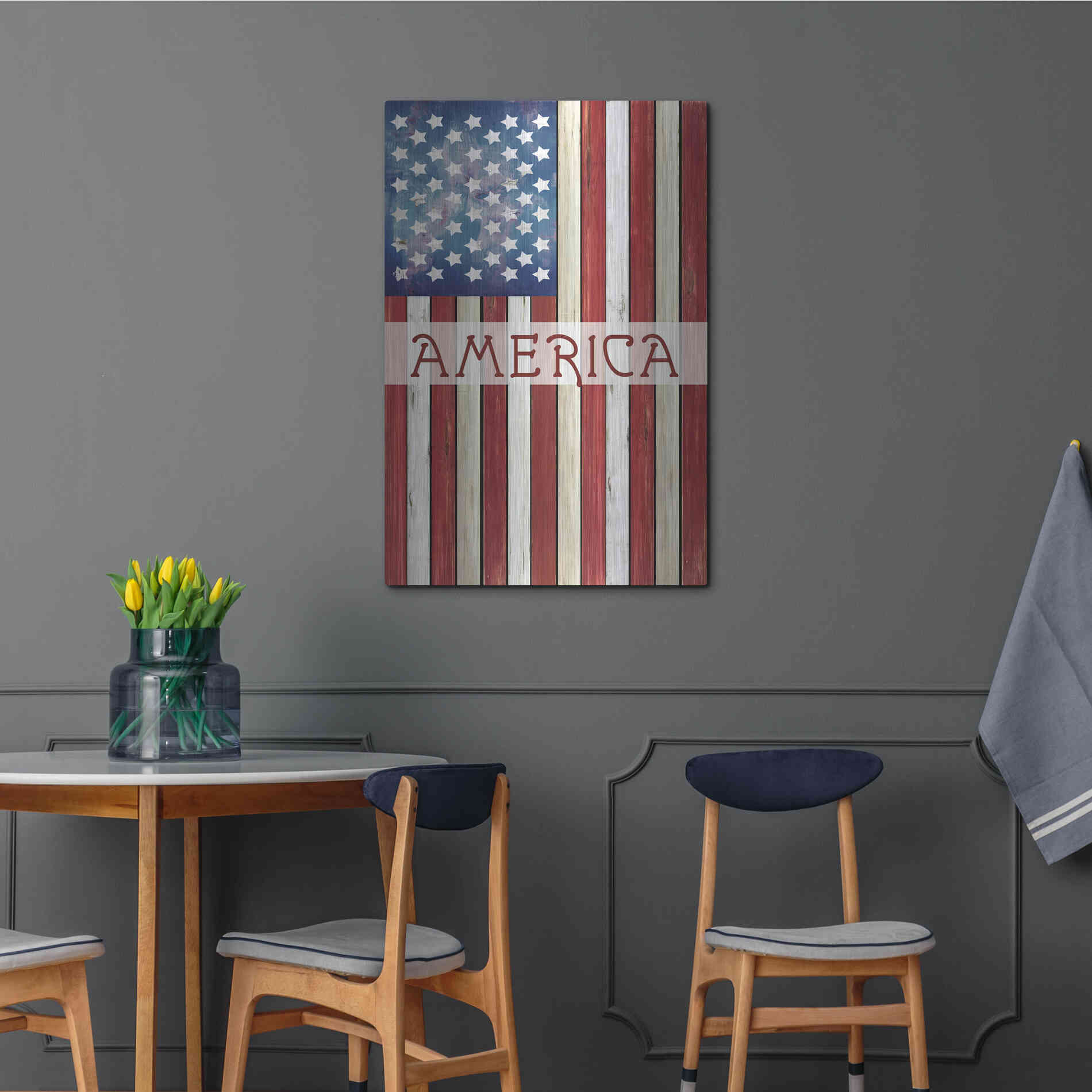 Luxe Metal Art 'American Flag' by Cindy Jacobs, Metal Wall Art,24x36