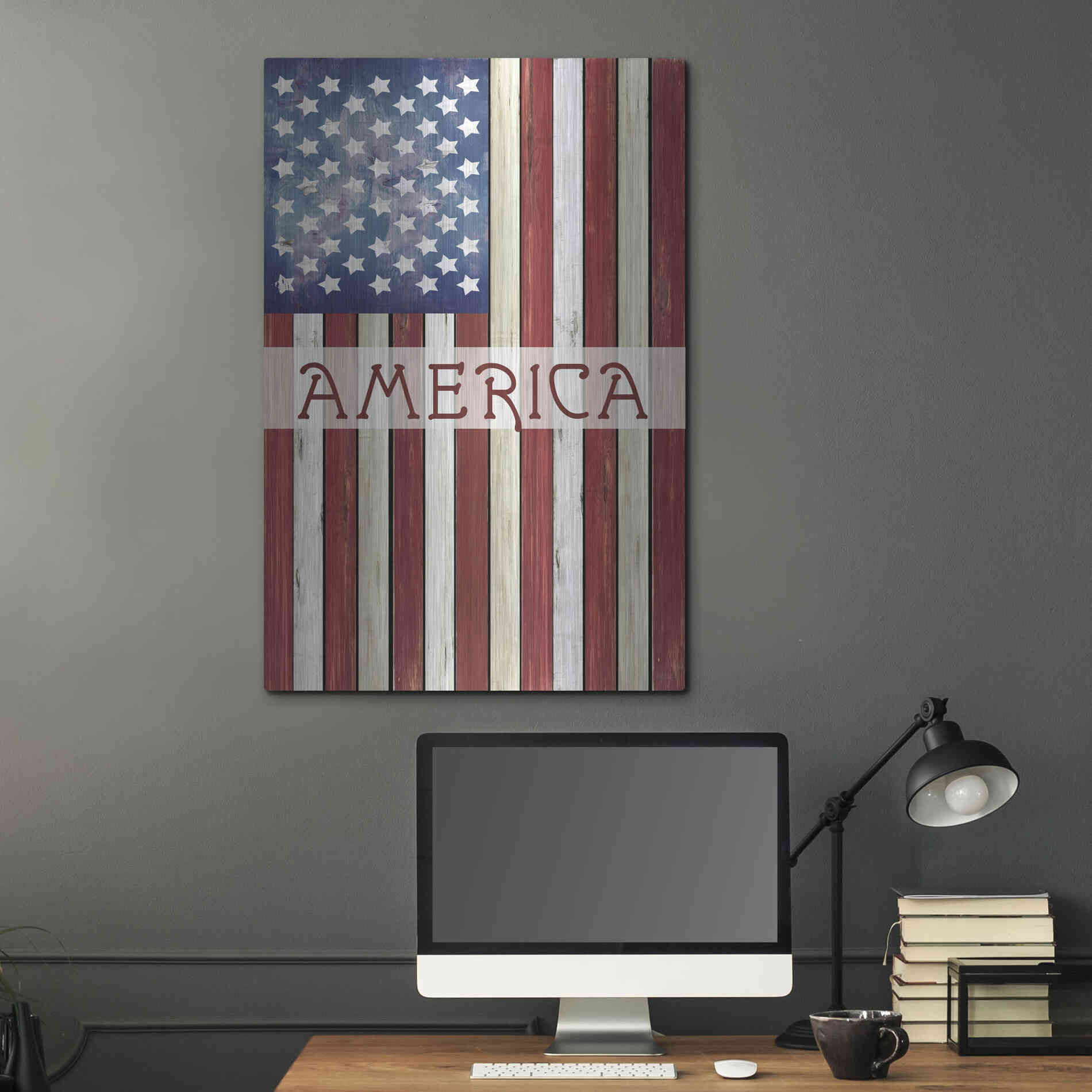 Luxe Metal Art 'American Flag' by Cindy Jacobs, Metal Wall Art,24x36