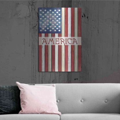 Luxe Metal Art 'American Flag' by Cindy Jacobs, Metal Wall Art,24x36