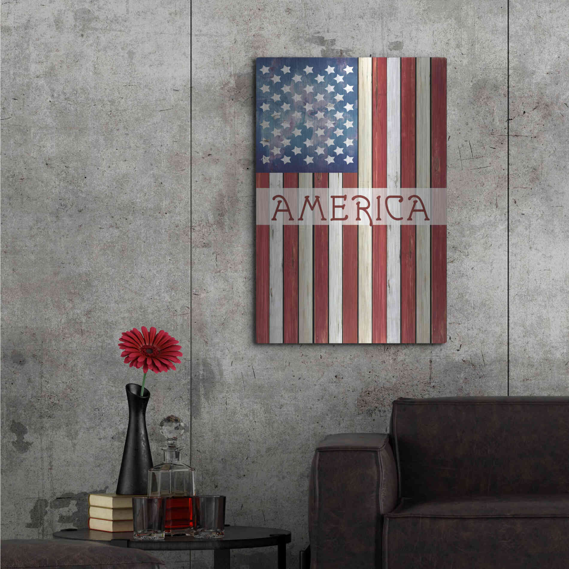 Luxe Metal Art 'American Flag' by Cindy Jacobs, Metal Wall Art,24x36