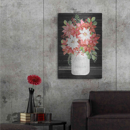 Luxe Metal Art 'Merry Poinsettias II' by Cindy Jacobs, Metal Wall Art,24x36