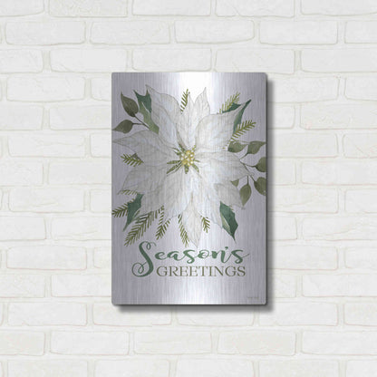 Luxe Metal Art 'Season's Greetings Poinsettia' by Cindy Jacobs, Metal Wall Art,16x24