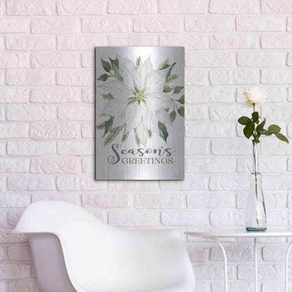 Luxe Metal Art 'Season's Greetings Poinsettia' by Cindy Jacobs, Metal Wall Art,16x24