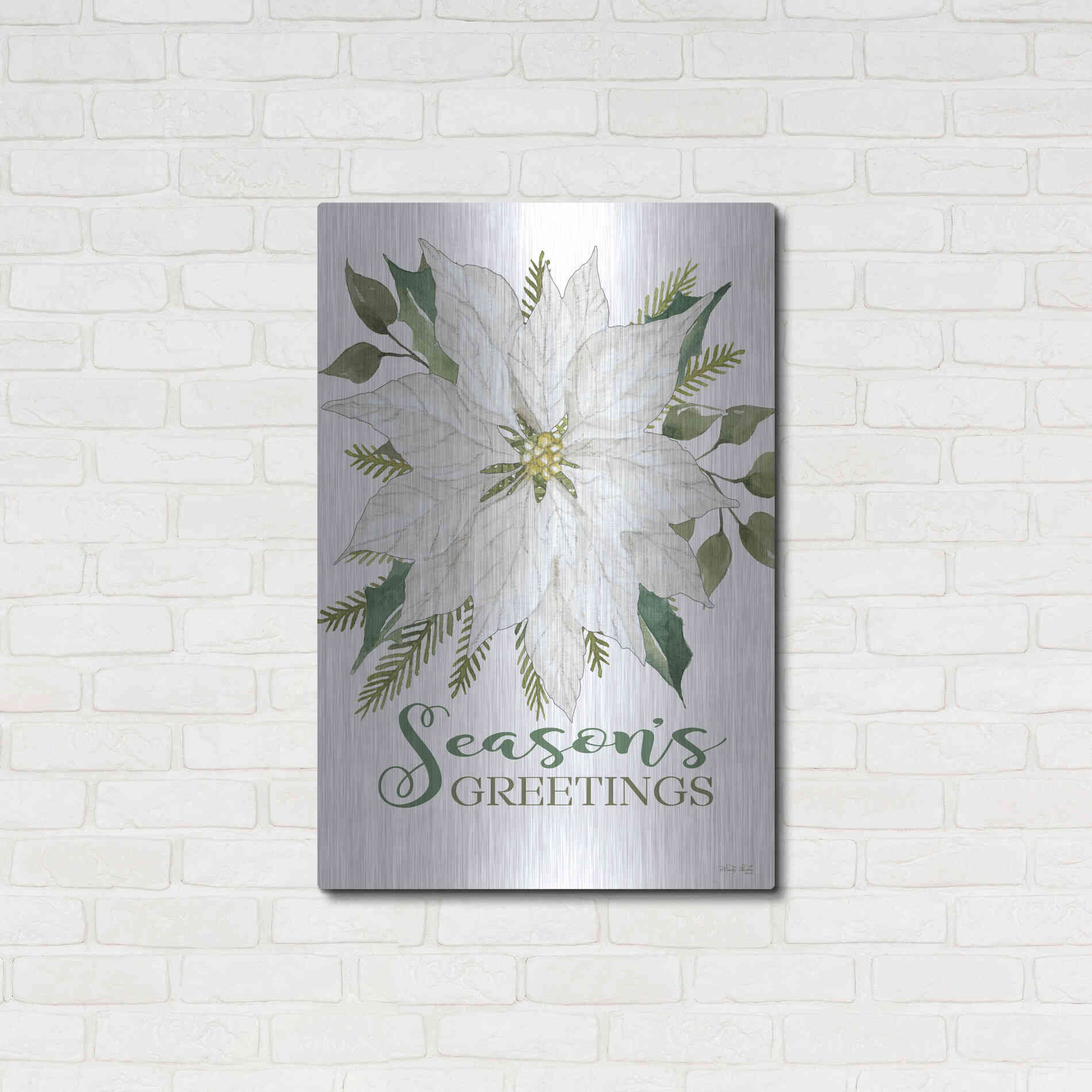 Luxe Metal Art 'Season's Greetings Poinsettia' by Cindy Jacobs, Metal Wall Art,24x36