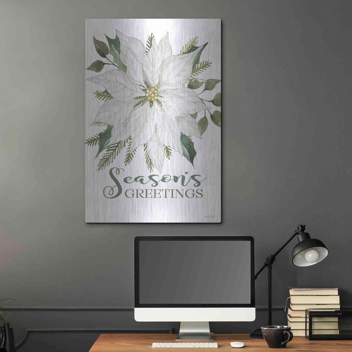 Luxe Metal Art 'Season's Greetings Poinsettia' by Cindy Jacobs, Metal Wall Art,24x36