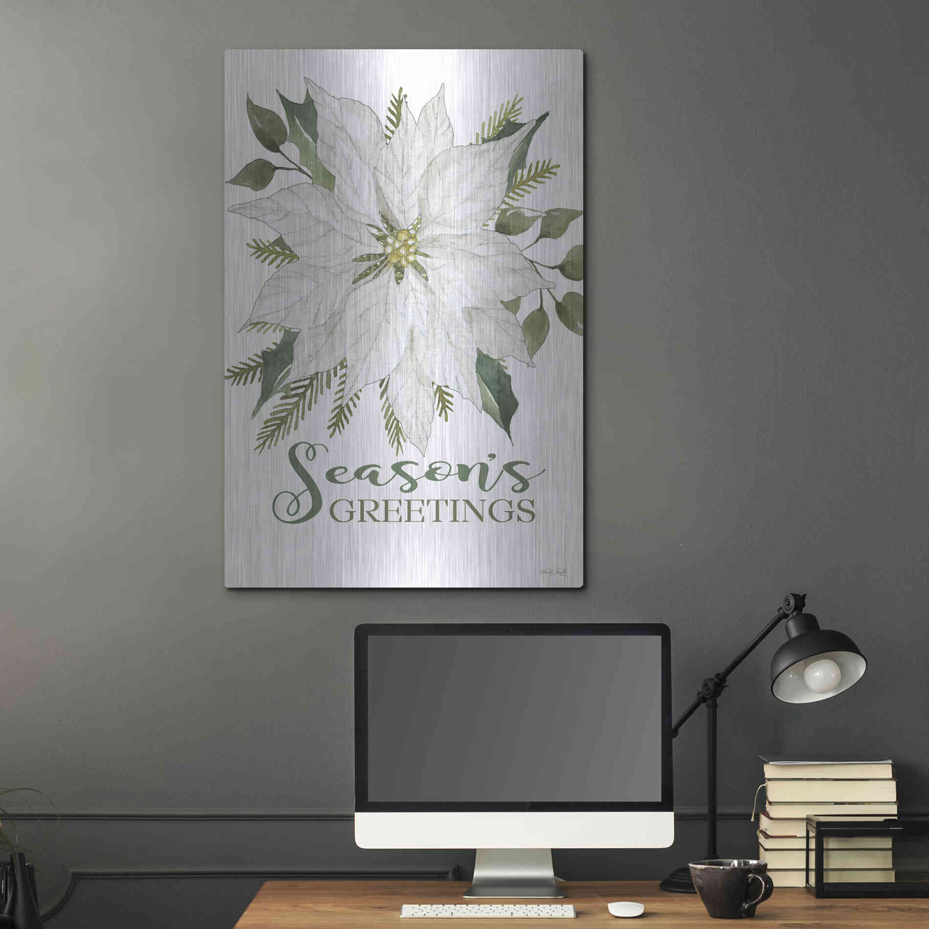 Luxe Metal Art 'Season's Greetings Poinsettia' by Cindy Jacobs, Metal Wall Art,24x36