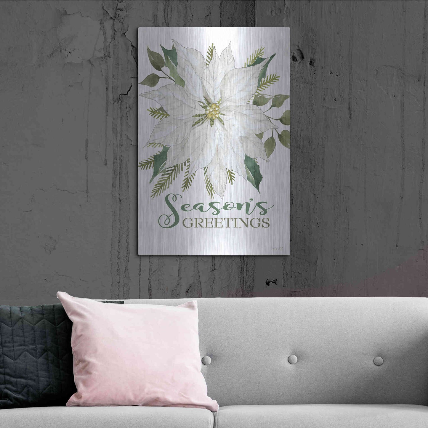Luxe Metal Art 'Season's Greetings Poinsettia' by Cindy Jacobs, Metal Wall Art,24x36