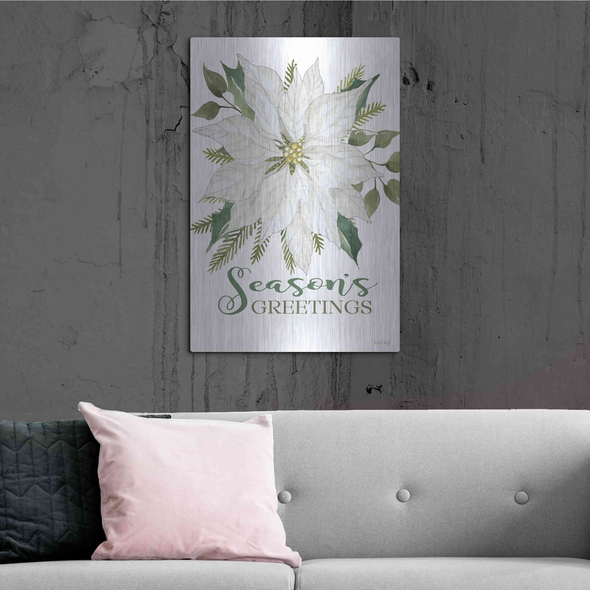 Luxe Metal Art 'Season's Greetings Poinsettia' by Cindy Jacobs, Metal Wall Art,24x36