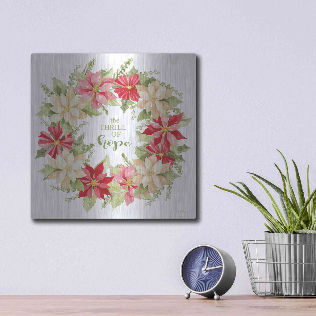 Luxe Metal Art 'The Thrill of Hope Wreath' by Cindy Jacobs, Metal Wall Art,12x12