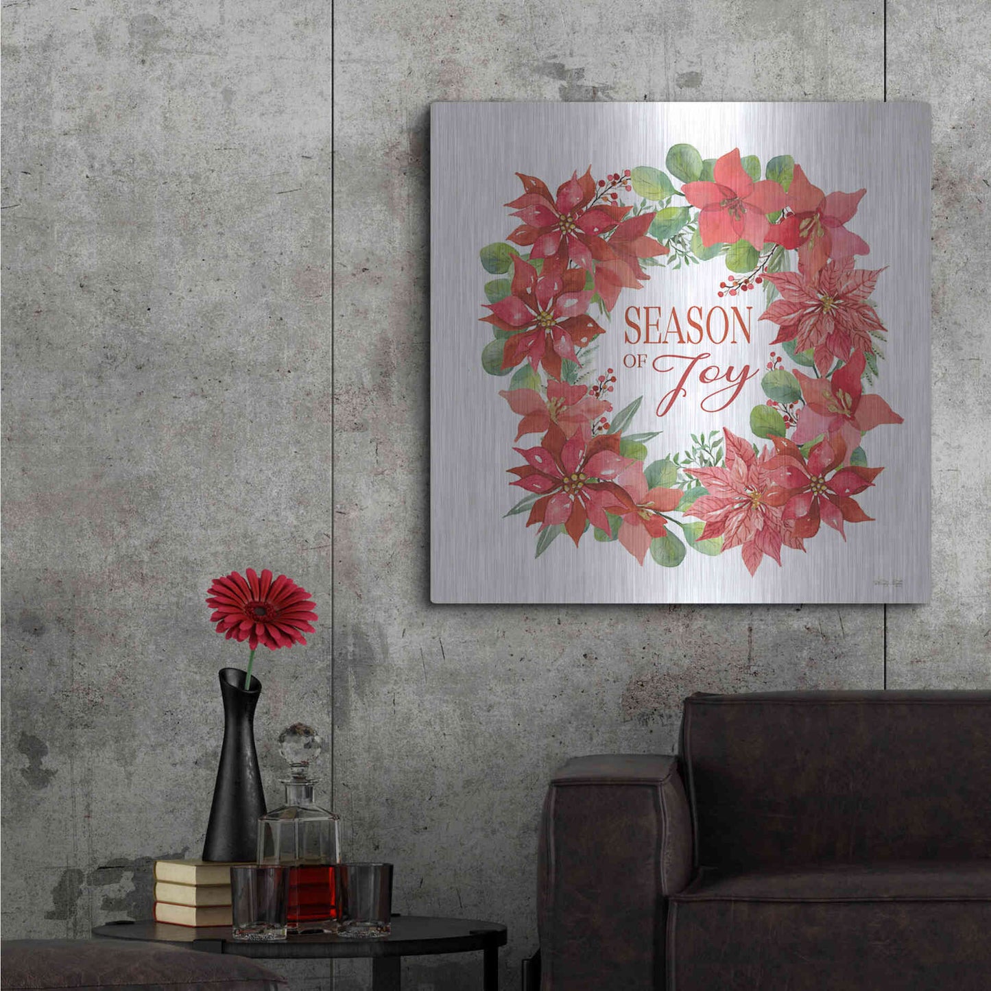 Luxe Metal Art 'Season of Joy Wreath' by Cindy Jacobs, Metal Wall Art,36x36