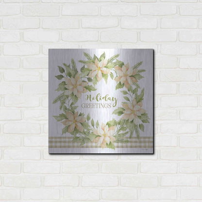Luxe Metal Art 'Holiday Greetings Wreath' by Cindy Jacobs, Metal Wall Art,24x24