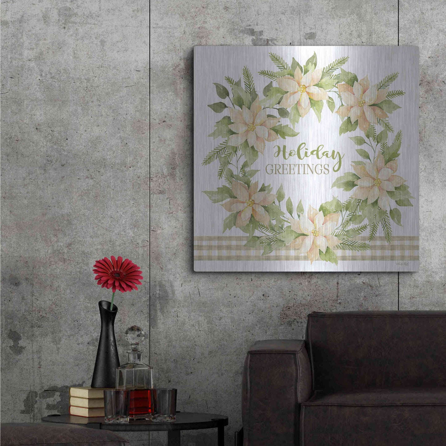 Luxe Metal Art 'Holiday Greetings Wreath' by Cindy Jacobs, Metal Wall Art,36x36