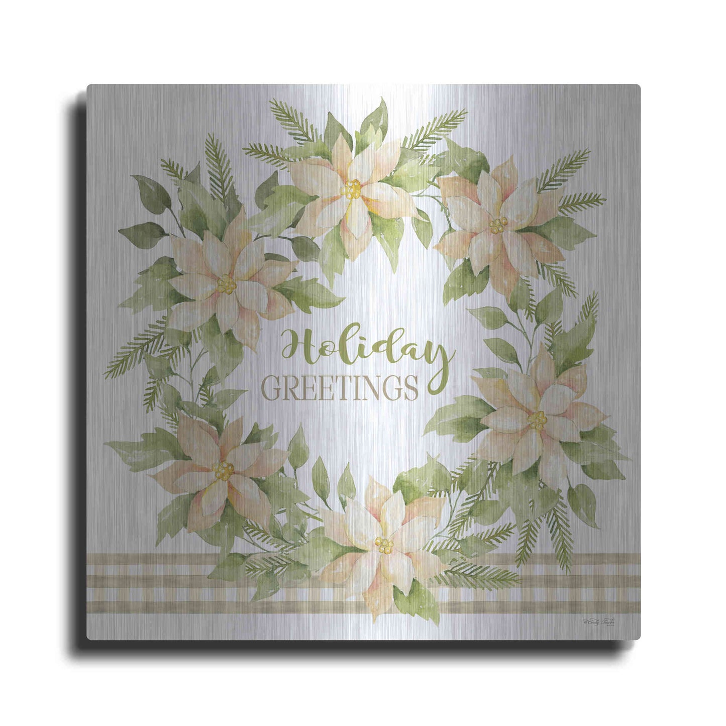 Luxe Metal Art 'Holiday Greetings Wreath' by Cindy Jacobs, Metal Wall Art