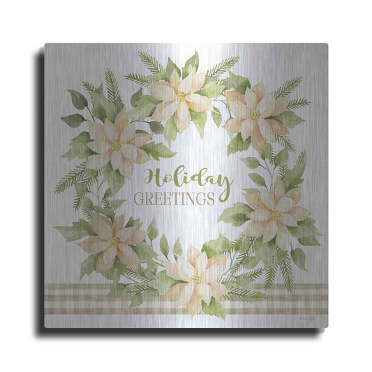 Luxe Metal Art 'Holiday Greetings Wreath' by Cindy Jacobs, Metal Wall Art