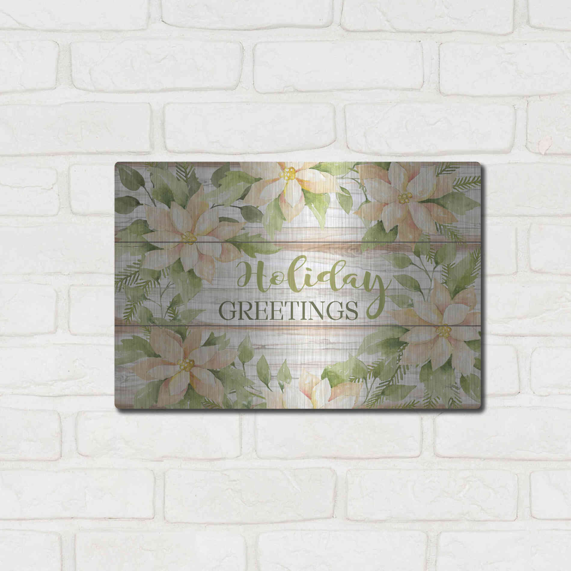 Luxe Metal Art 'Holiday Greetings' by Cindy Jacobs, Metal Wall Art,16x12
