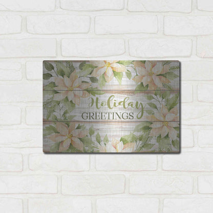 Luxe Metal Art 'Holiday Greetings' by Cindy Jacobs, Metal Wall Art,16x12