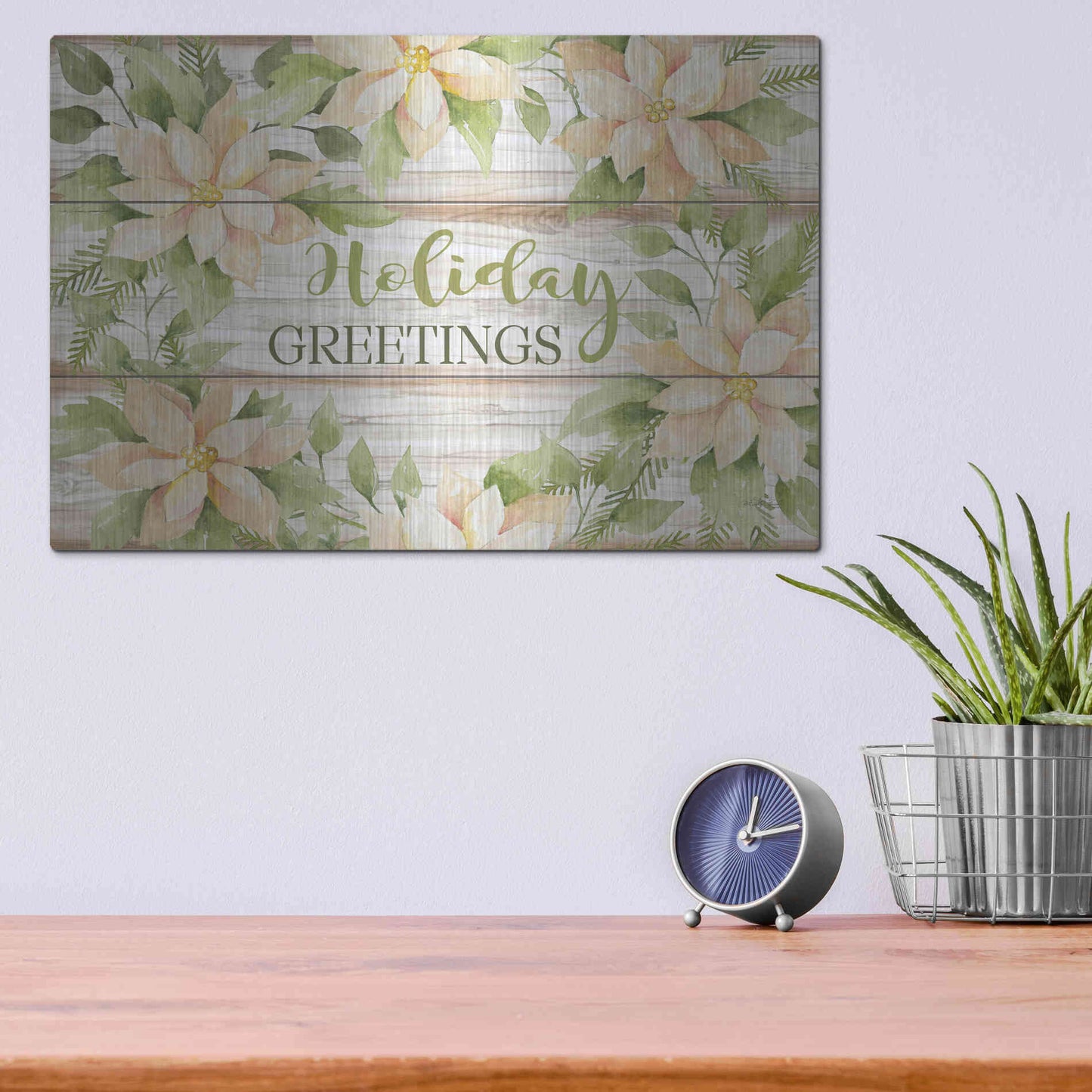 Luxe Metal Art 'Holiday Greetings' by Cindy Jacobs, Metal Wall Art,16x12