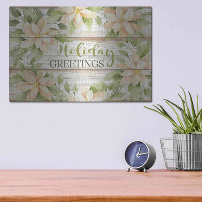 Luxe Metal Art 'Holiday Greetings' by Cindy Jacobs, Metal Wall Art,16x12
