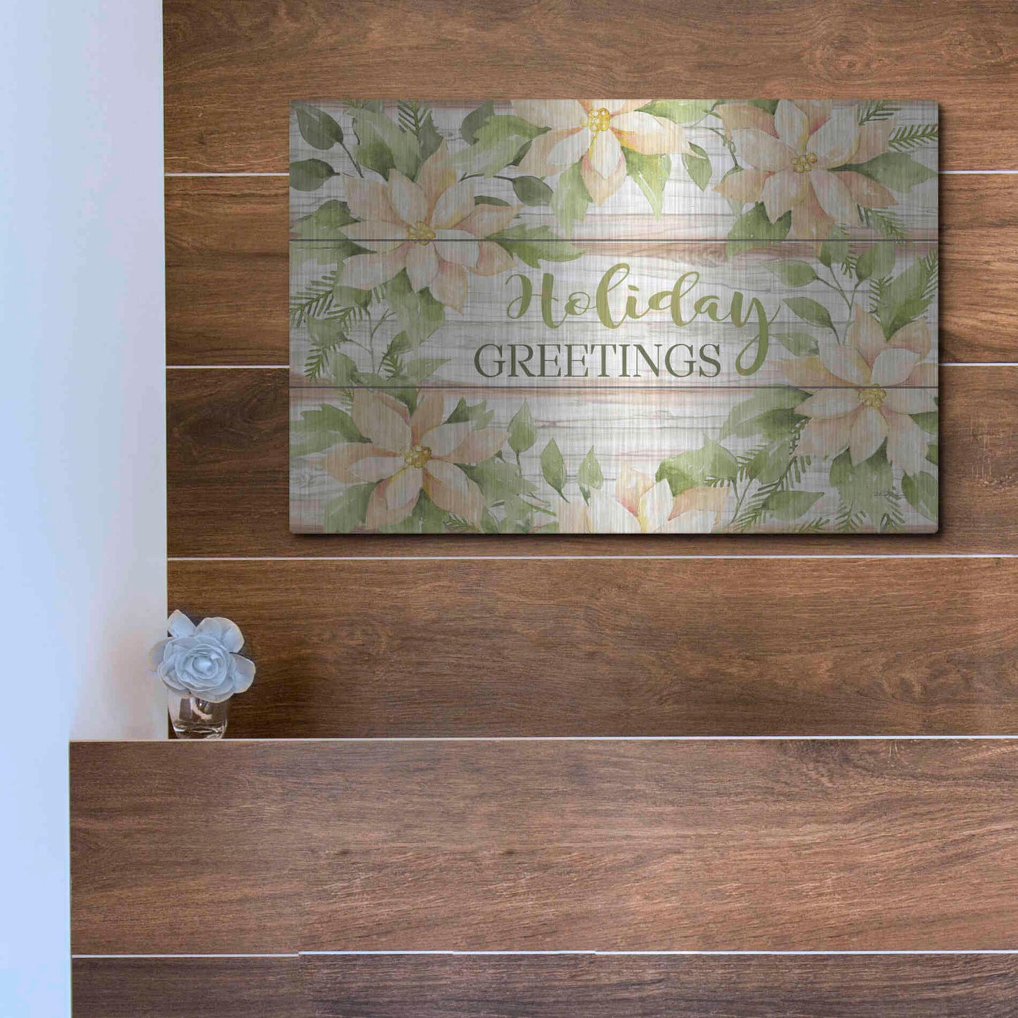 Luxe Metal Art 'Holiday Greetings' by Cindy Jacobs, Metal Wall Art,16x12