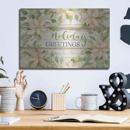 Luxe Metal Art 'Holiday Greetings' by Cindy Jacobs, Metal Wall Art,16x12
