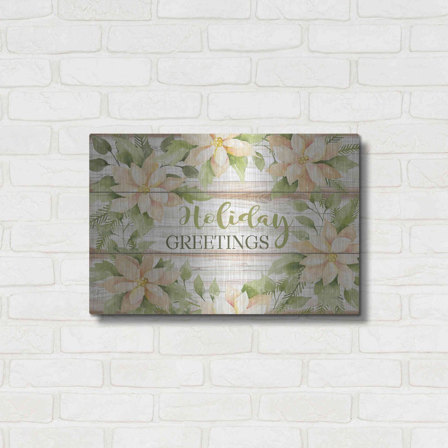 Luxe Metal Art 'Holiday Greetings' by Cindy Jacobs, Metal Wall Art,24x16
