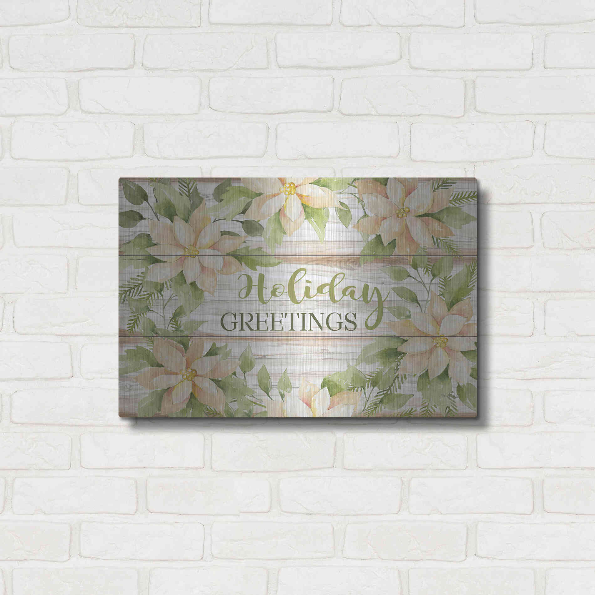 Luxe Metal Art 'Holiday Greetings' by Cindy Jacobs, Metal Wall Art,24x16