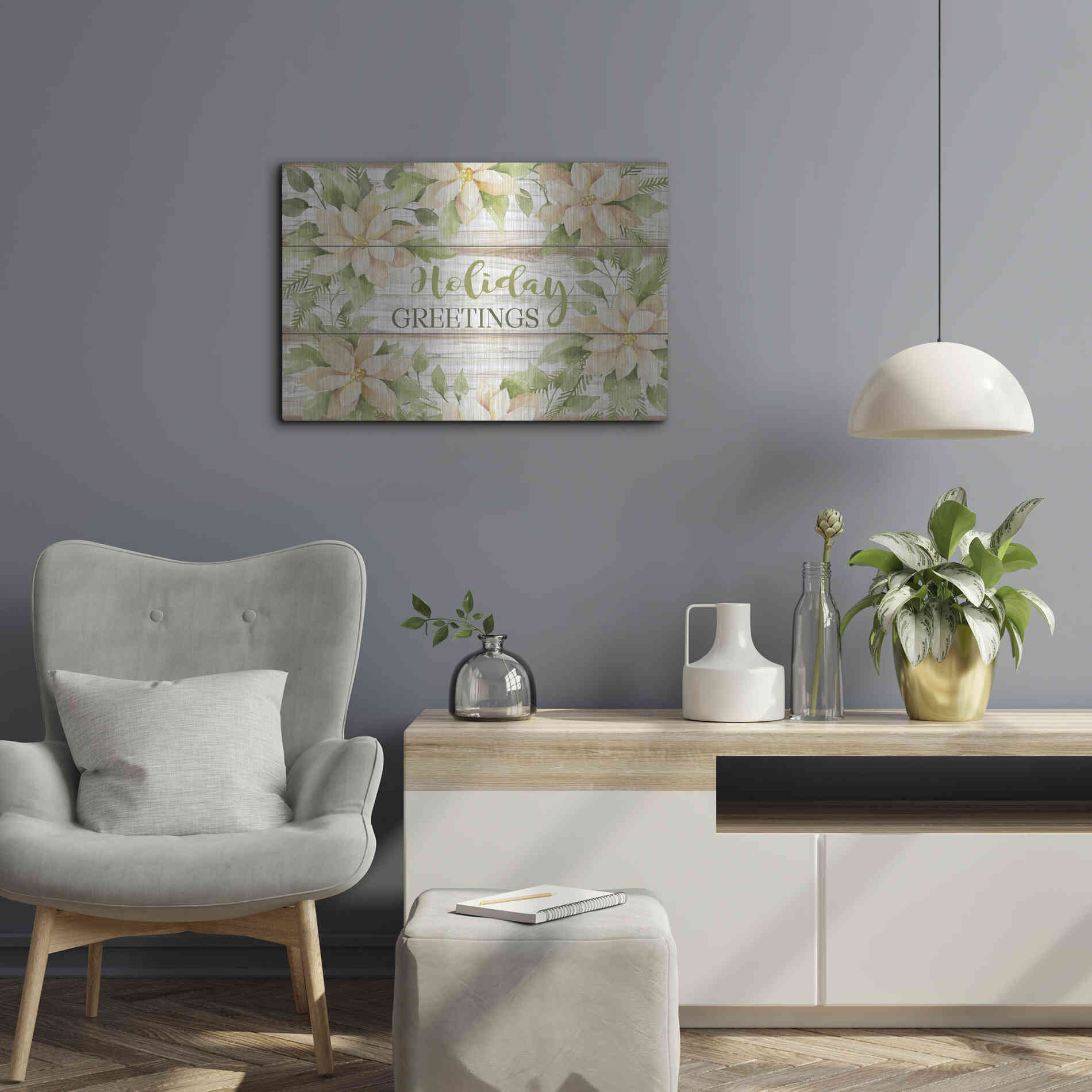 Luxe Metal Art 'Holiday Greetings' by Cindy Jacobs, Metal Wall Art,24x16