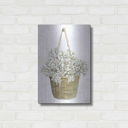 Luxe Metal Art 'Basket of Apple Blossoms' by Cindy Jacobs, Metal Wall Art,16x24