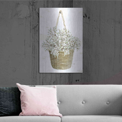 Luxe Metal Art 'Basket of Apple Blossoms' by Cindy Jacobs, Metal Wall Art,24x36