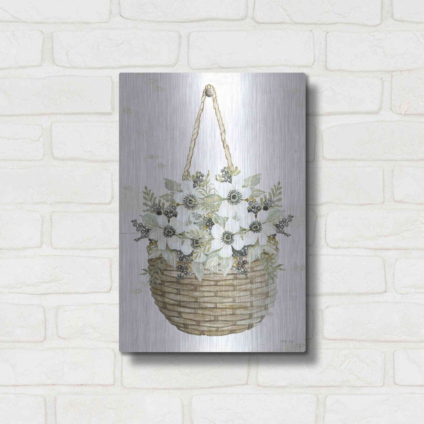 Luxe Metal Art 'Basket of Poppies' by Cindy Jacobs, Metal Wall Art,12x16