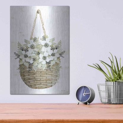 Luxe Metal Art 'Basket of Poppies' by Cindy Jacobs, Metal Wall Art,12x16