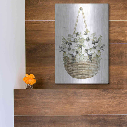 Luxe Metal Art 'Basket of Poppies' by Cindy Jacobs, Metal Wall Art,12x16