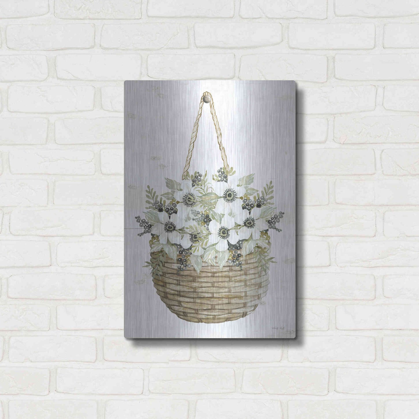 Luxe Metal Art 'Basket of Poppies' by Cindy Jacobs, Metal Wall Art,16x24