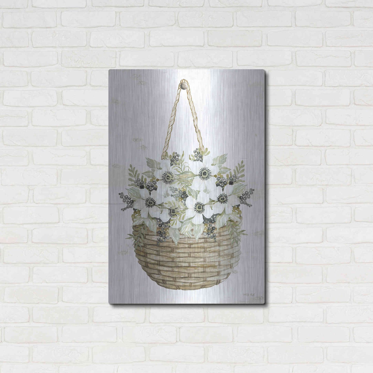 Luxe Metal Art 'Basket of Poppies' by Cindy Jacobs, Metal Wall Art,24x36