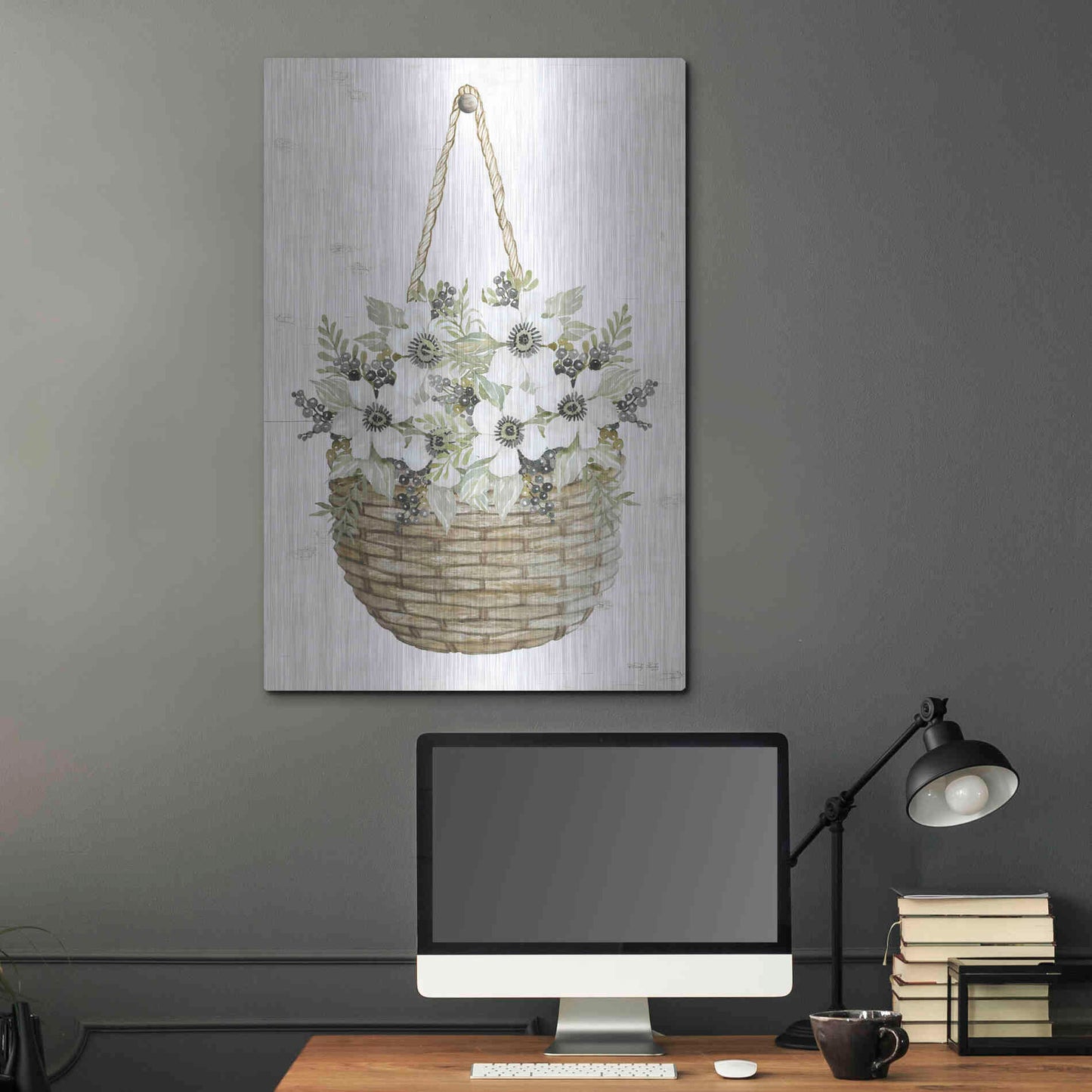 Luxe Metal Art 'Basket of Poppies' by Cindy Jacobs, Metal Wall Art,24x36