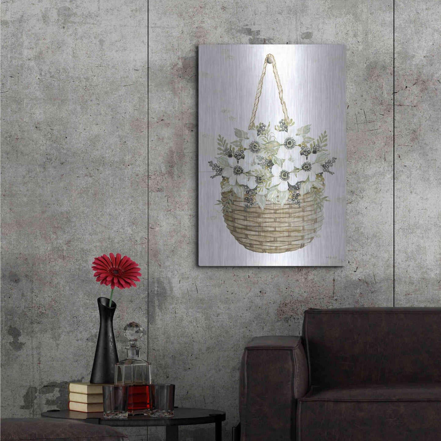 Luxe Metal Art 'Basket of Poppies' by Cindy Jacobs, Metal Wall Art,24x36