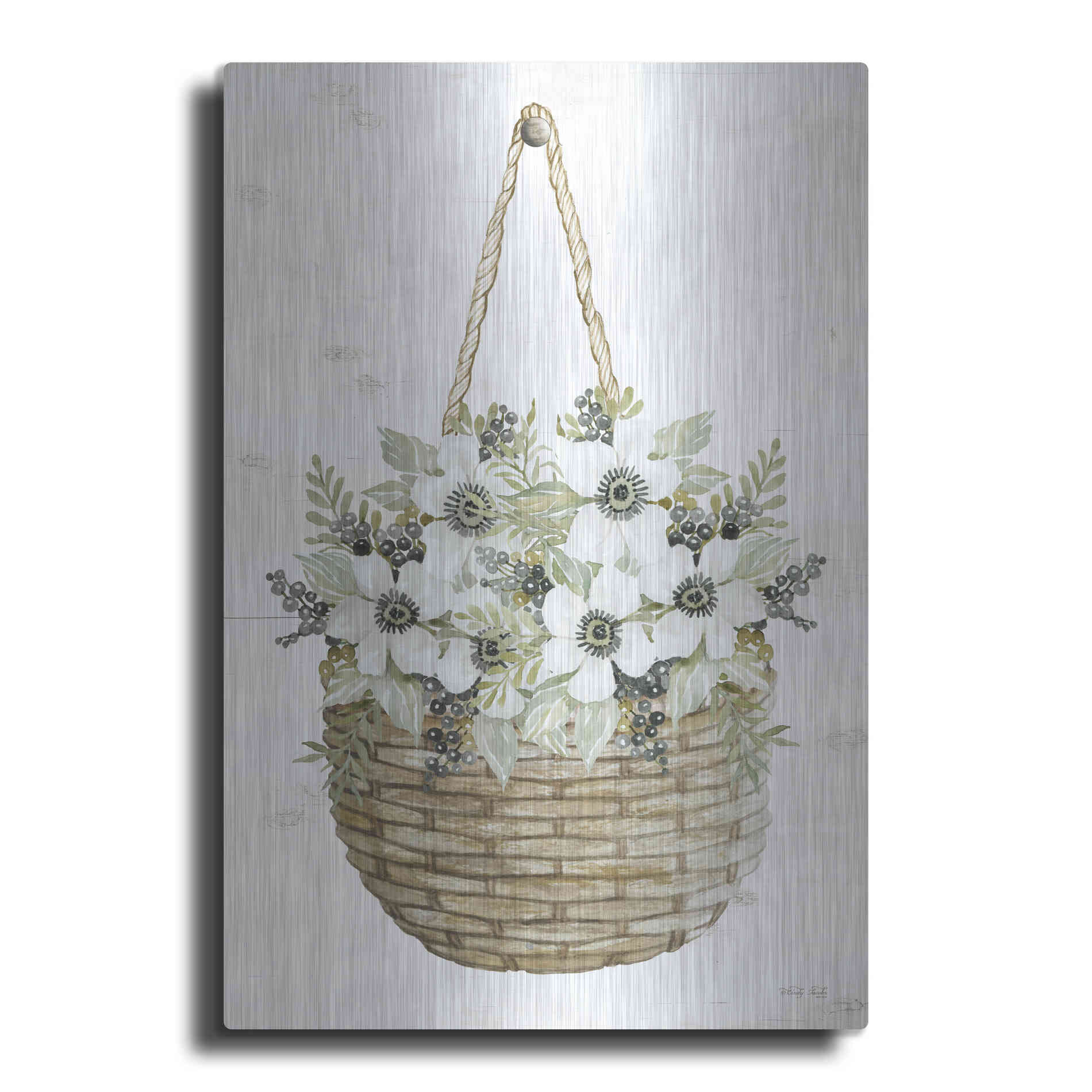 Luxe Metal Art 'Basket of Poppies' by Cindy Jacobs, Metal Wall Art