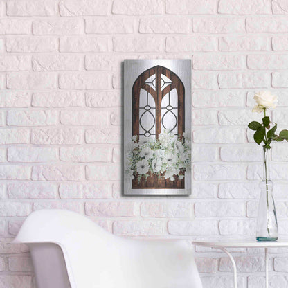 Luxe Metal Art 'Window Arch Floral I' by Cindy Jacobs, Metal Wall Art,12x24