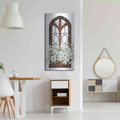 Luxe Metal Art 'Window Arch Floral I' by Cindy Jacobs, Metal Wall Art,24x48