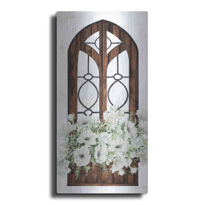 Luxe Metal Art 'Window Arch Floral I' by Cindy Jacobs, Metal Wall Art