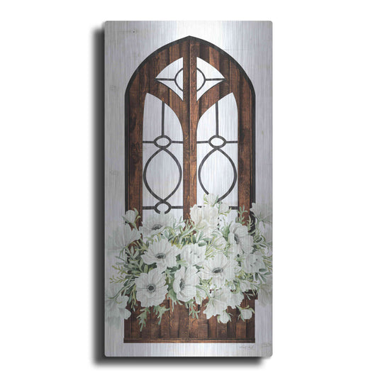 Luxe Metal Art 'Window Arch Floral I' by Cindy Jacobs, Metal Wall Art