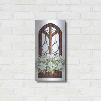 Luxe Metal Art 'Window Arch Floral II' by Cindy Jacobs, Metal Wall Art,12x24