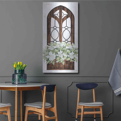 Luxe Metal Art 'Window Arch Floral II' by Cindy Jacobs, Metal Wall Art,24x48