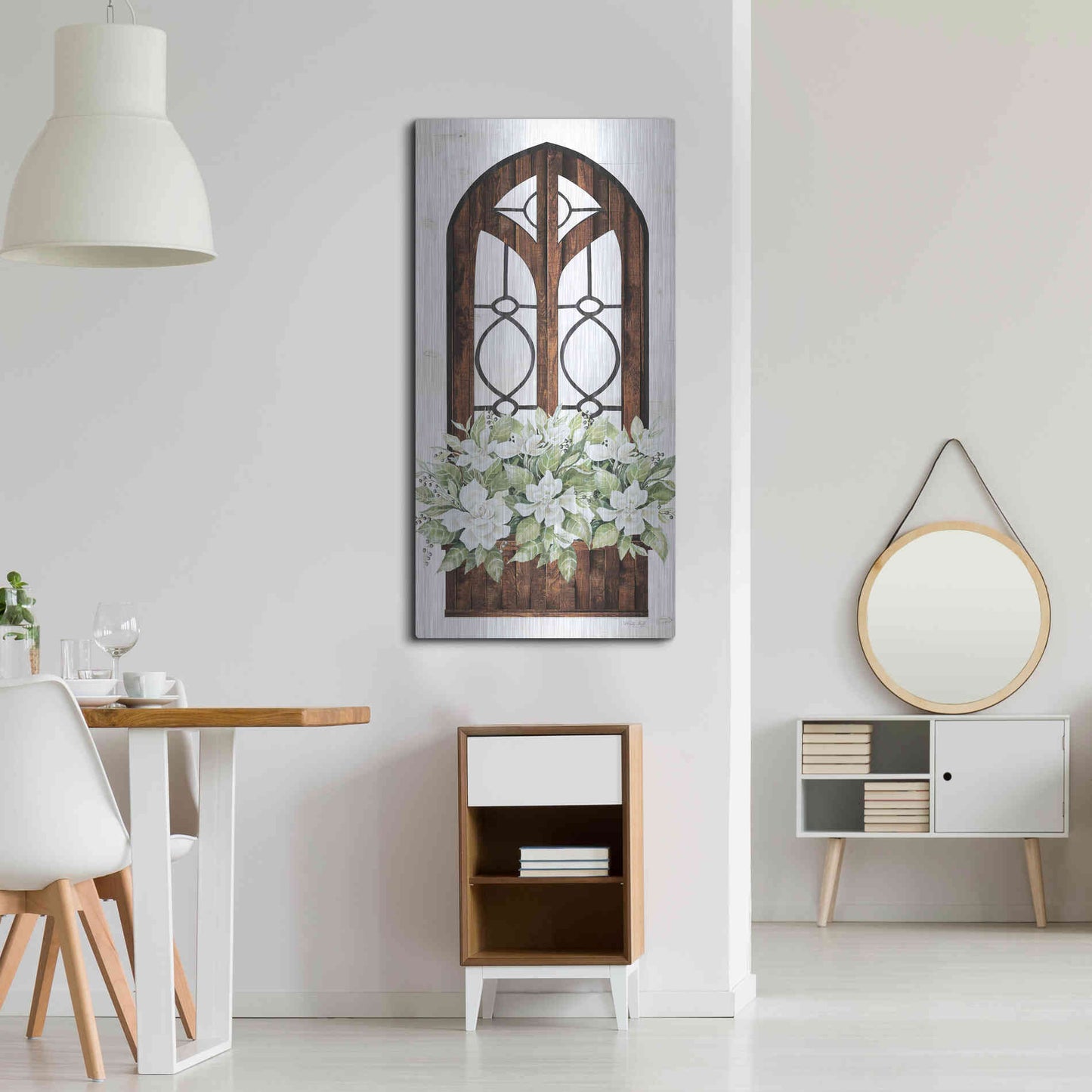 Luxe Metal Art 'Window Arch Floral II' by Cindy Jacobs, Metal Wall Art,24x48