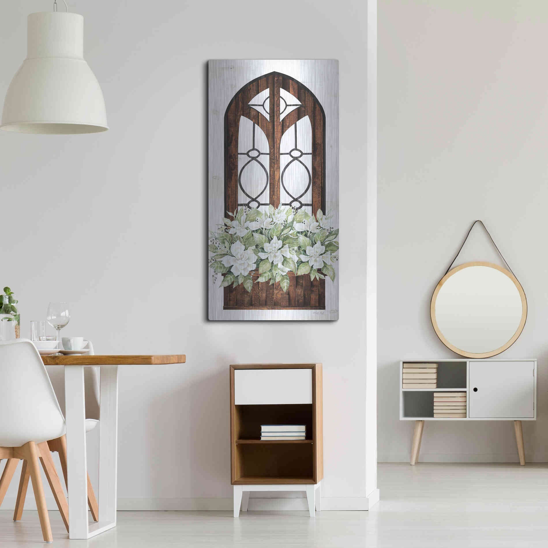Luxe Metal Art 'Window Arch Floral II' by Cindy Jacobs, Metal Wall Art,24x48