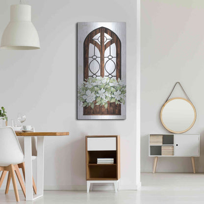 Luxe Metal Art 'Window Arch Floral II' by Cindy Jacobs, Metal Wall Art,24x48