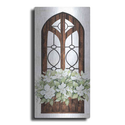 Luxe Metal Art 'Window Arch Floral II' by Cindy Jacobs, Metal Wall Art