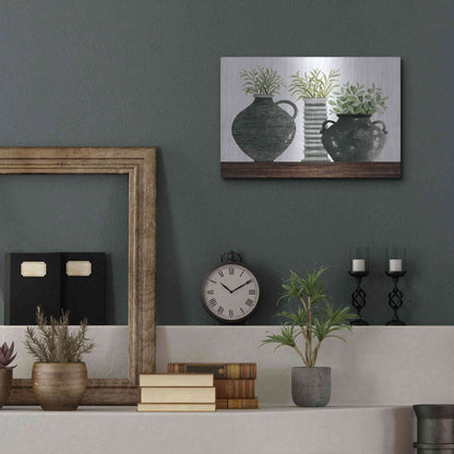 Luxe Metal Art 'Black Vase Set' by Cindy Jacobs, Metal Wall Art,16x12