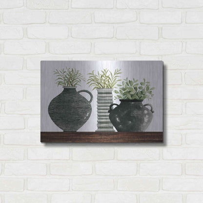 Luxe Metal Art 'Black Vase Set' by Cindy Jacobs, Metal Wall Art,24x16