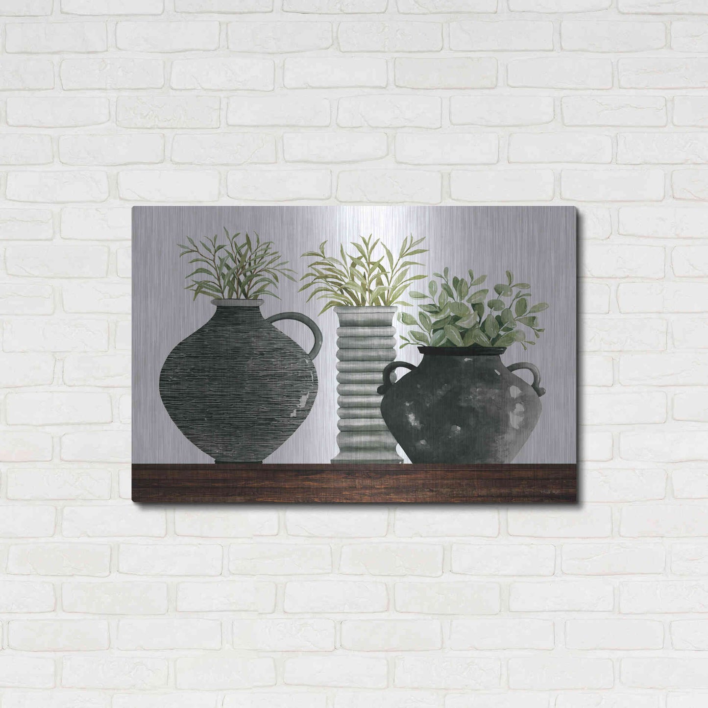 Luxe Metal Art 'Black Vase Set' by Cindy Jacobs, Metal Wall Art,36x24